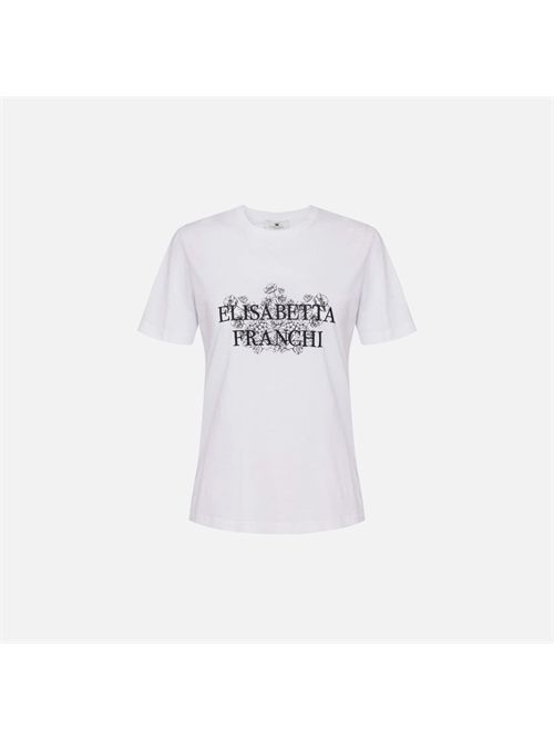 T-shirt in jersey con stampa e ricamo ELISABETTA FRANCHI | MA00351E251E2270